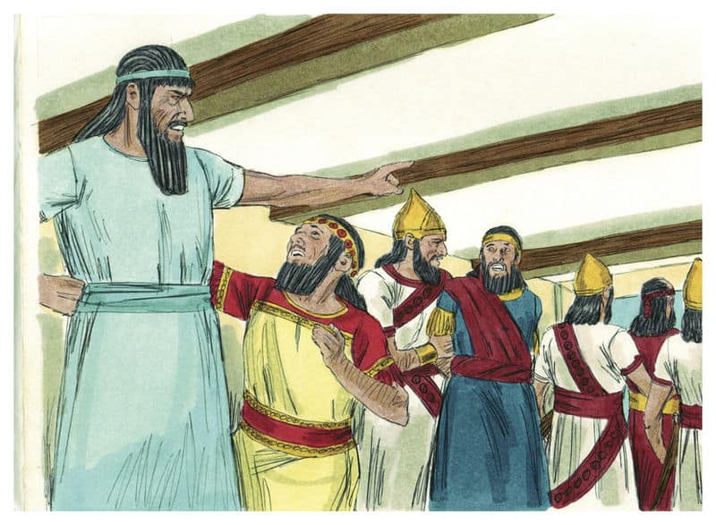 The King angry at his wise men, commanding all of them to be destroyed in Babylon.