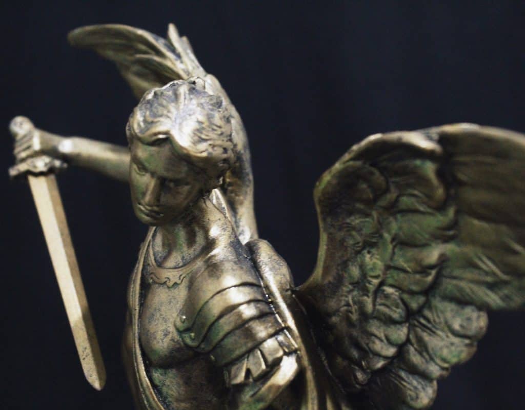 A statue of Lucifer as a beautiful angel of light.