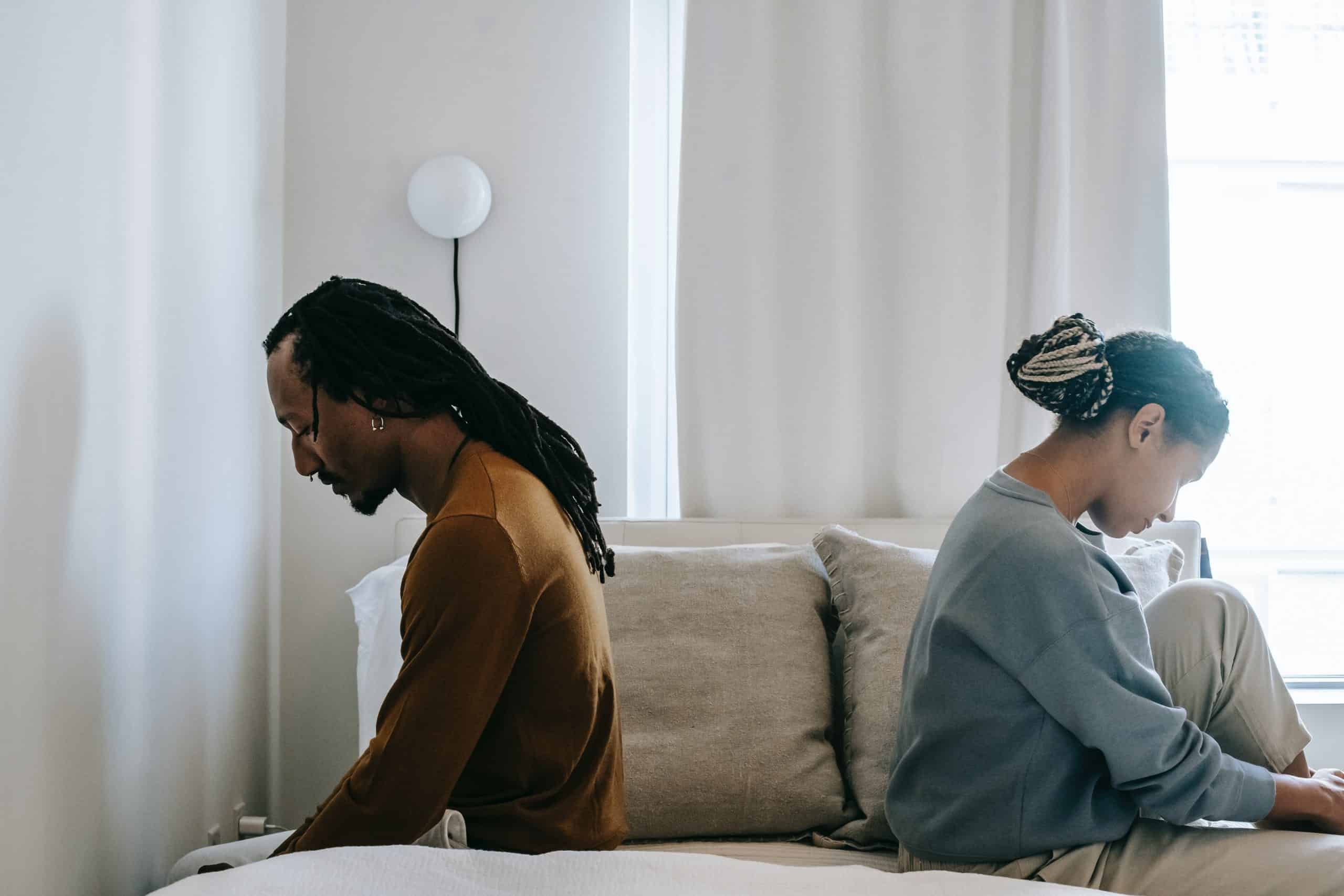 Husband and wife refusing to talk to each other about an argument