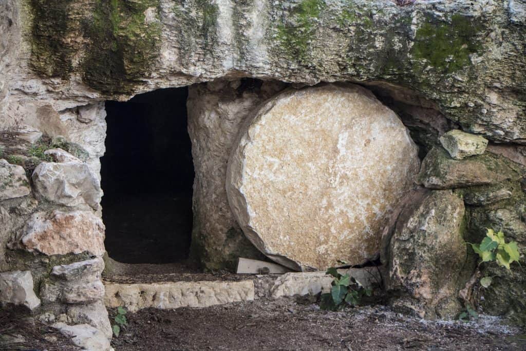 The tomb of Jesus rolled open after His resurrection.