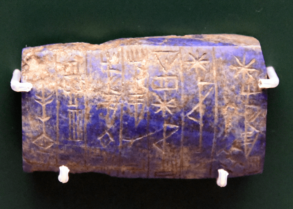 An ancient lapis lazuli tablet from the Early Dynastic period of king of Kish