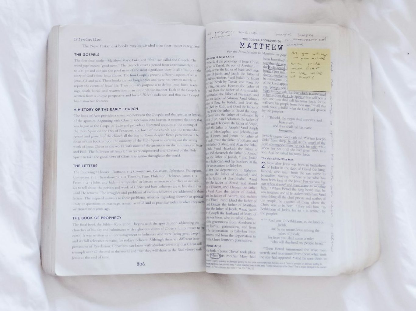 A white Bible sitting on a clean white sheet, representing a clean body and spirit.